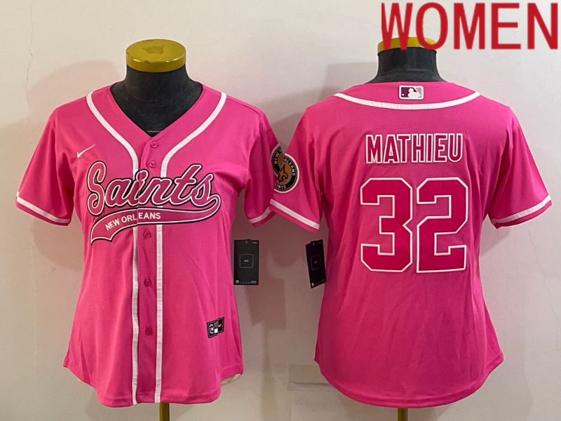 Women New Orleans Saints #32 Mathieu Pink 2022 Nike Co branded NFL Jerseys->women nfl jersey->Women Jersey